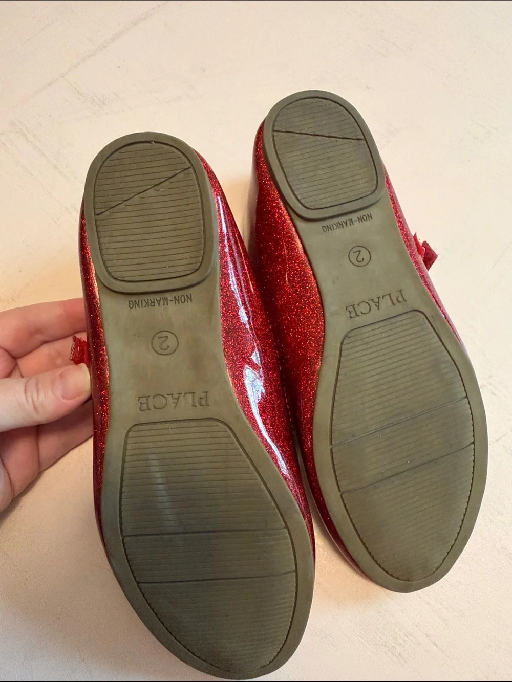 The Children's Place Red Glitter Mary Jane with Rhinestone Strap